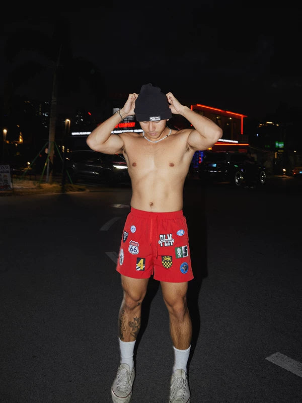 Badge Design Loose Drawstring Shorts 2