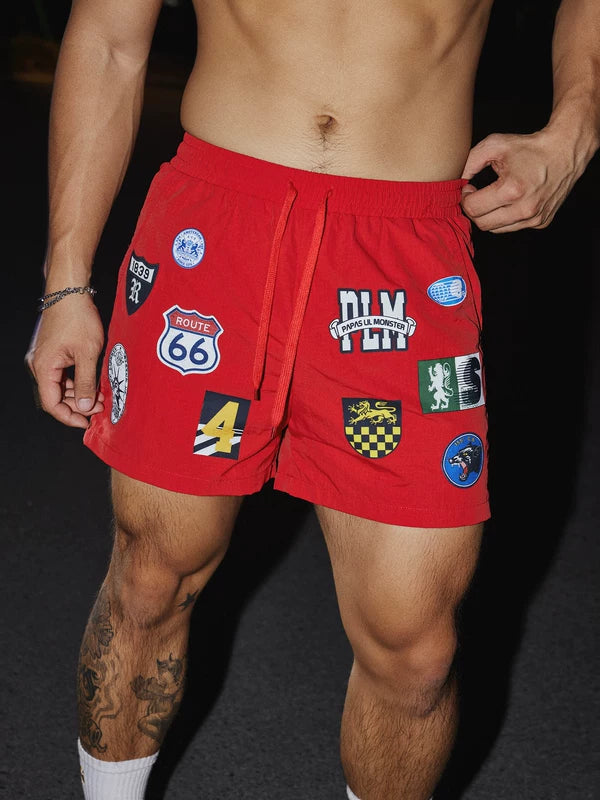 Badge Design Loose Drawstring Shorts 3
