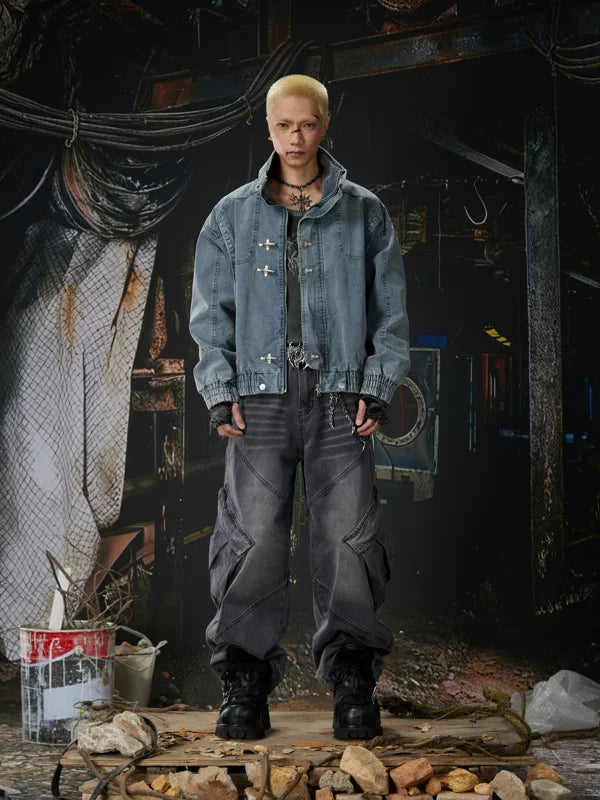 Baggy Multi-Pocket Distressed Cargo Jeans Pants 4
