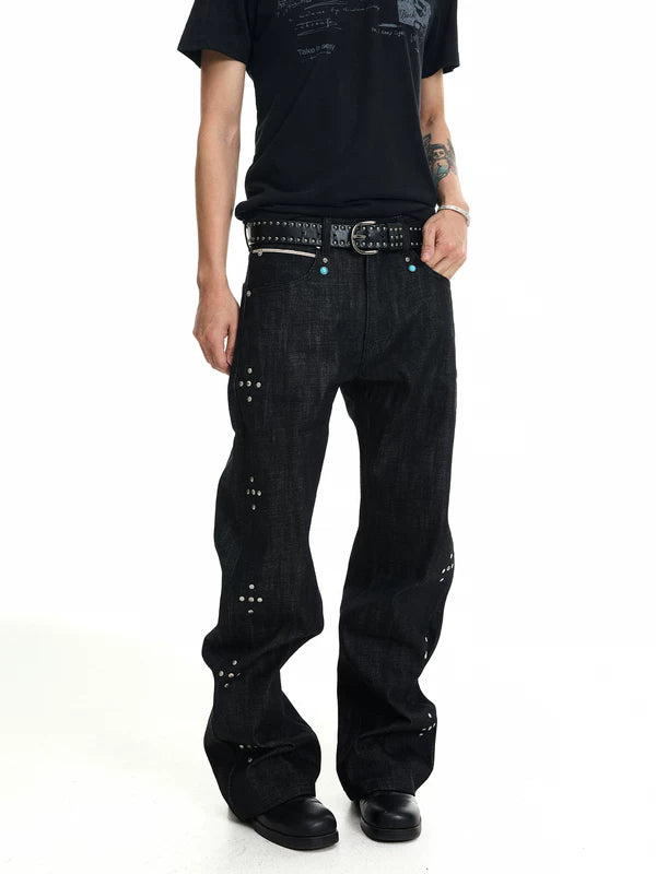 Baggy Stacked Raw Denim Pants 2