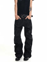 Baggy Stacked Raw Denim Pants 3