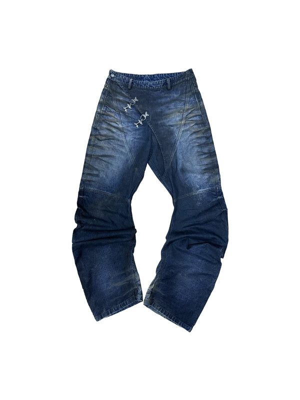 6147422902896,6147422902897,6147422902898,6147422902899, Baggy Washed Cutaway Denim Pants