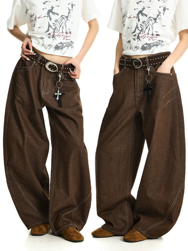 Baggy Wide Leg Deconstructed Denim Pants 1