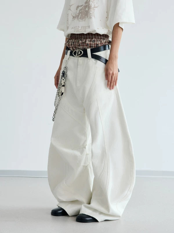 Baggy Wide-Leg Deconstructed Jeans Pants 2