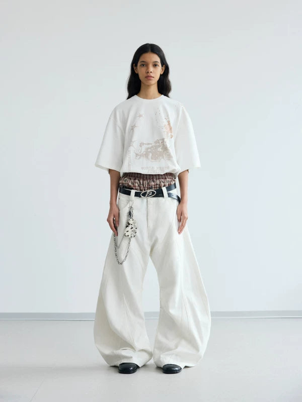 Baggy Wide-Leg Deconstructed Jeans Pants 4