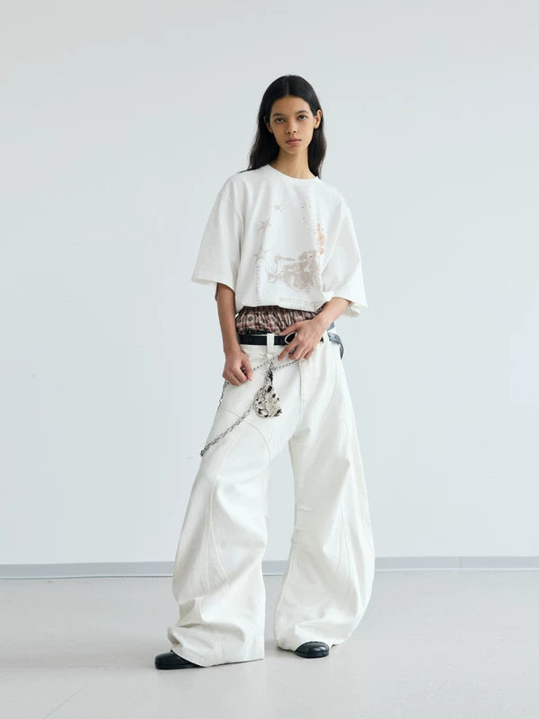 Baggy Wide-Leg Deconstructed Jeans Pants 5