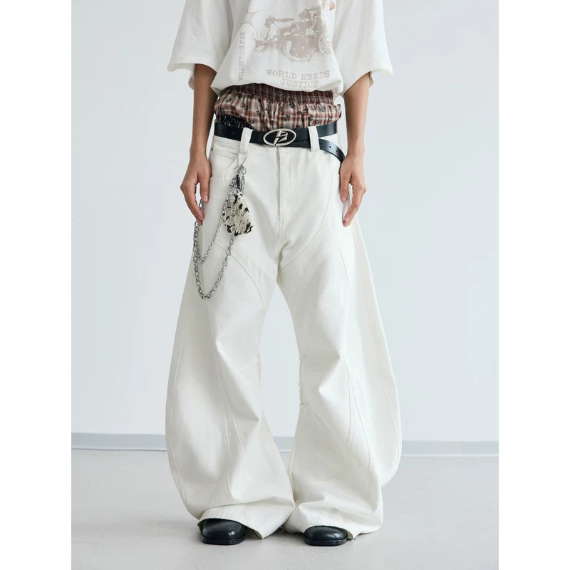 5920868063437,5920868063438,5920868063439,5920868063440,5921587775981, Baggy Wide-Leg Deconstructed Jeans Pants