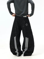 Baggy Wide-Leg Patchwork Paint-Splatter Jeans 1