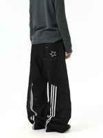 Baggy Wide-Leg Patchwork Paint-Splatter Jeans 3