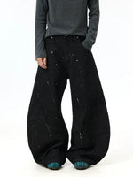 Baggy Wide-Leg Patchwork Paint-Splatter Jeans 4