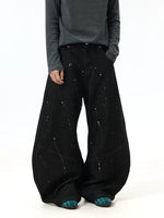 Baggy Wide-Leg Patchwork Paint-Splatter Jeans 5
