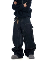 Baggy Wide-Leg Raw Denim Jeans Pants 1