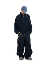 Baggy Wide-Leg Raw Denim Jeans Pants 5