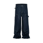 5686080049655,5686080049656,5686080049657,5686080049658, Baggy Wide-Leg Raw Denim Jeans Pants