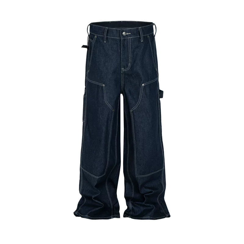 5686080049655,5686080049656,5686080049657,5686080049658, Baggy Wide-Leg Raw Denim Jeans Pants