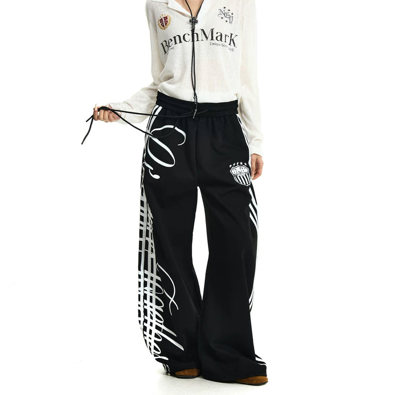 6036167377615,6036167377616,6036167377617,6036167377618, Baggy Wide-Leg Sweatpants with Stripe Detail