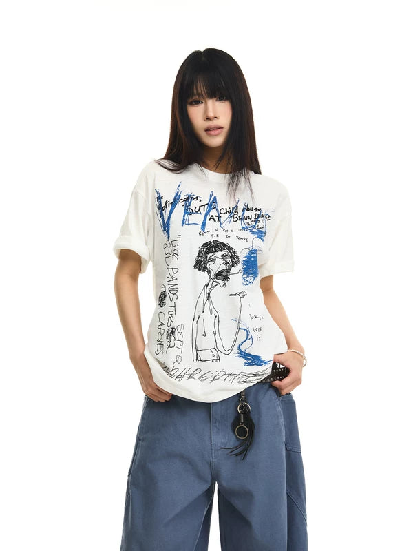 Bamboo Cotton Graffiti Print T-Shirt 1
