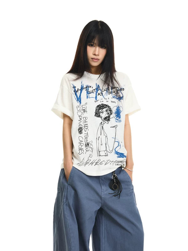 Bamboo Cotton Graffiti Print T-Shirt 2