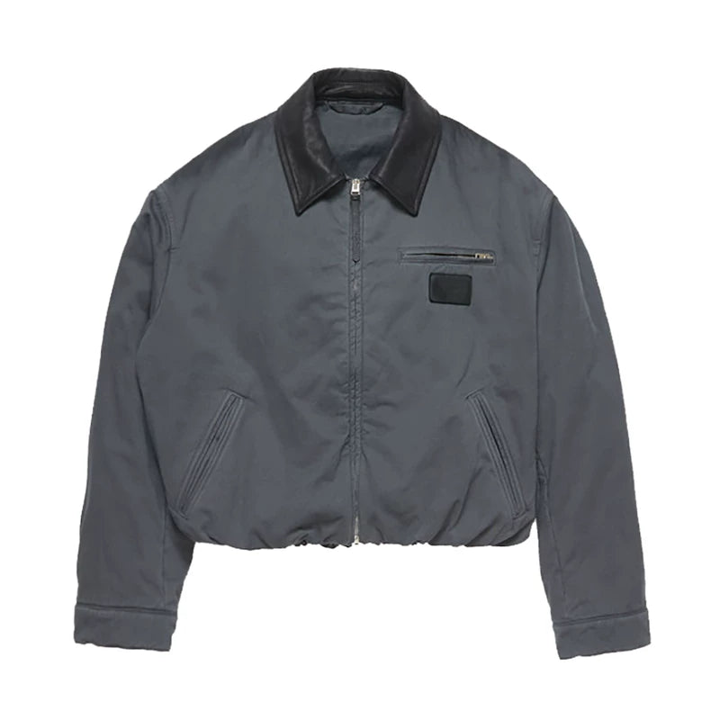 Barn Style Short Jacket with Leather Collar 1
