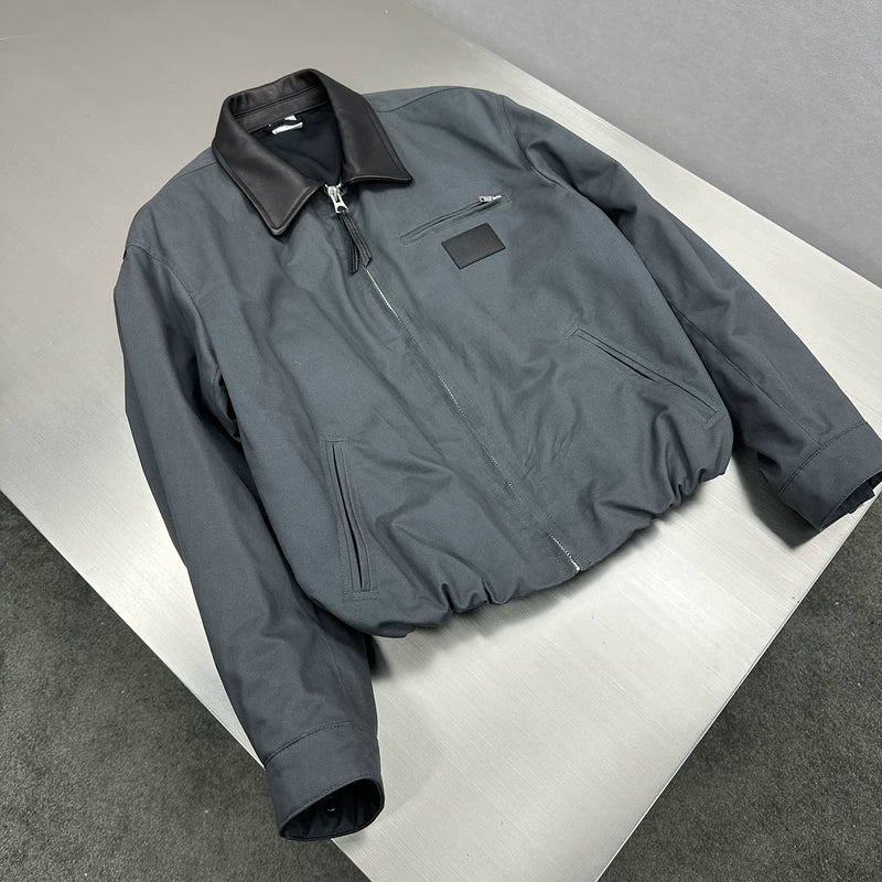 Barn Style Short Jacket with Leather Collar 3
