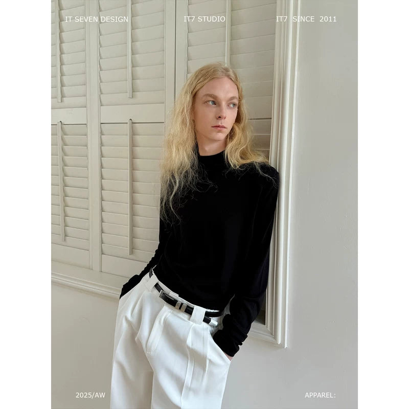 Basic Long-Sleeve Mock Neck T-Shirt 1