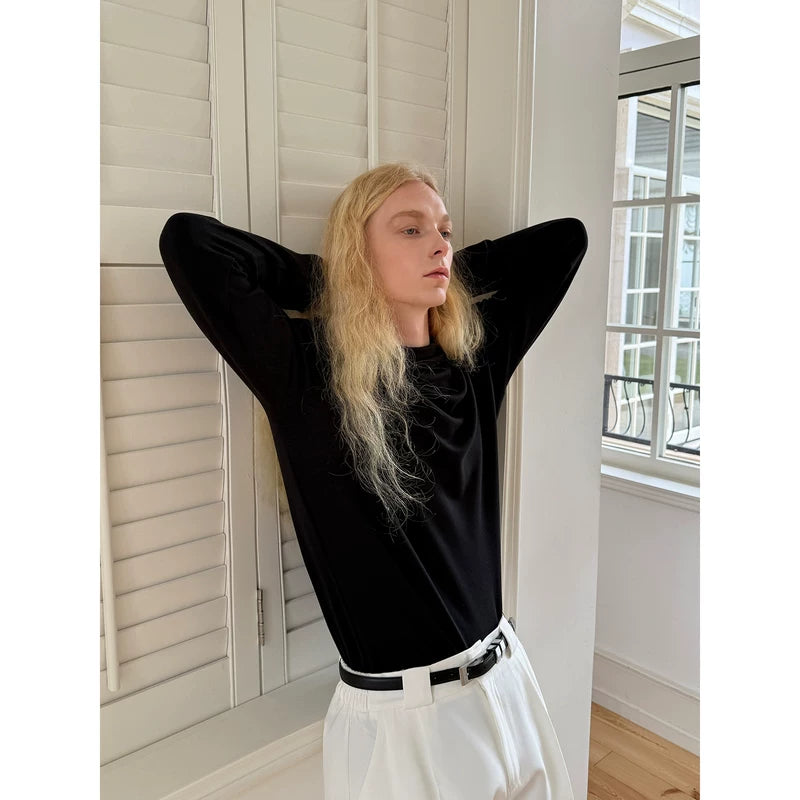Basic Long-Sleeve Mock Neck T-Shirt 2
