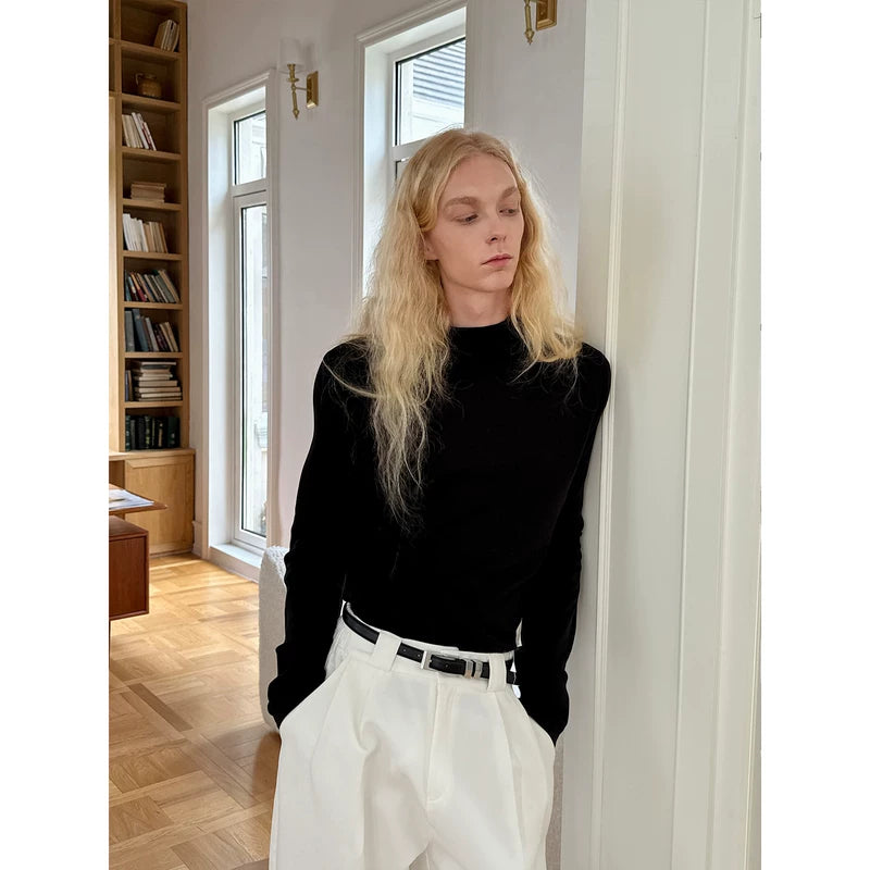 Basic Long-Sleeve Mock Neck T-Shirt 4