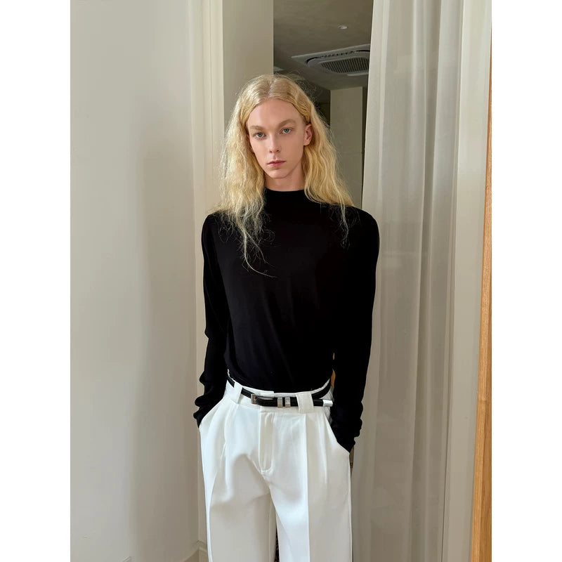 Basic Long-Sleeve Mock Neck T-Shirt 5