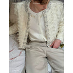 Beaded Floral Textured Short Suit Jacket 1