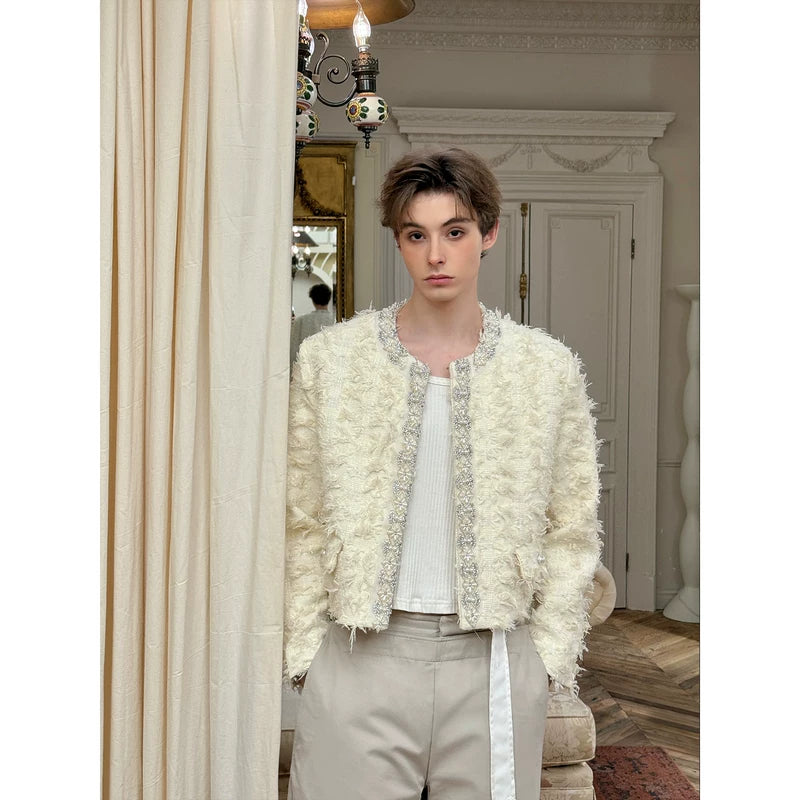 Beaded Floral Textured Short Suit Jacket 4