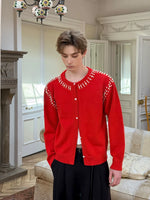 Beaded Knit Crew Neck Cardigan Sweater 4