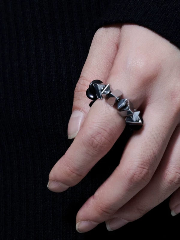 Beaded Punk Open Ring 2