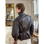 Belted Stand Collar Leather Jacket 5