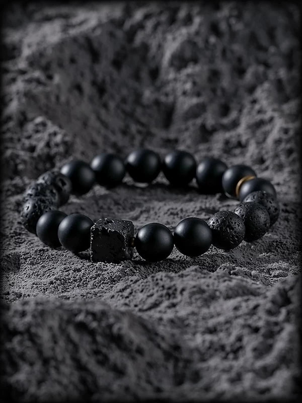 Black Agate Volcanic Stone Bracelet 1