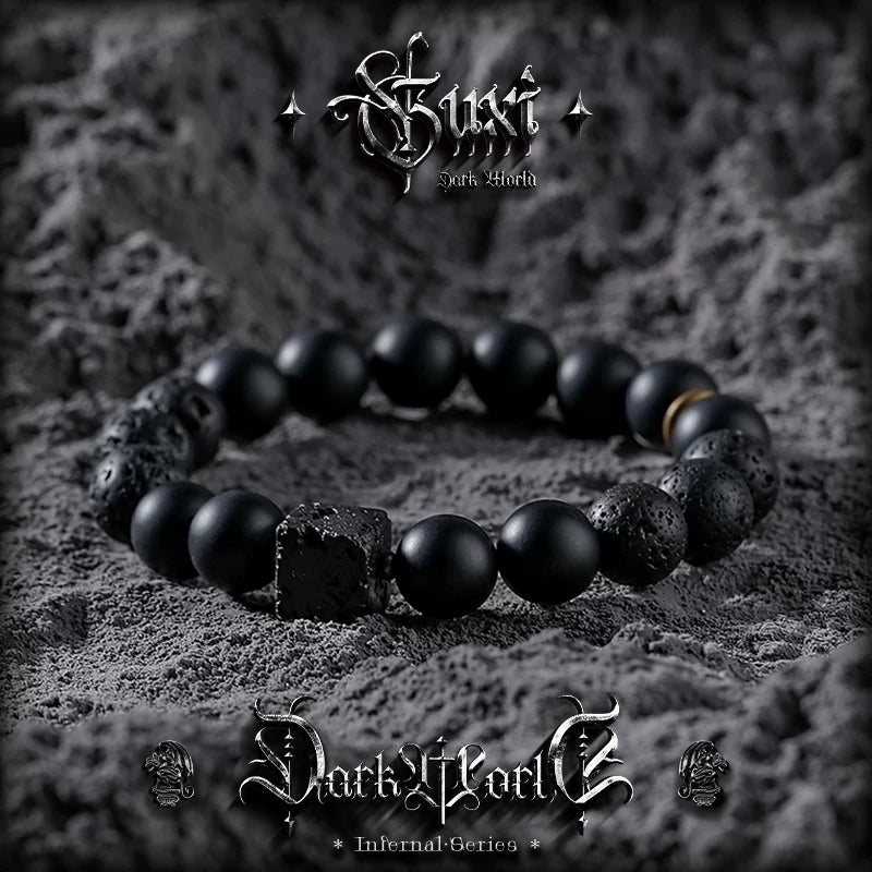 5829266194131,5829266194132,5829266194133,5829266194134, Black Agate Volcanic Stone Bracelet