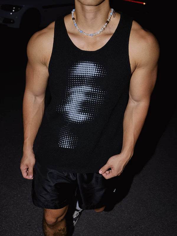 Blurred Graphic Print Knit Tank Top 3