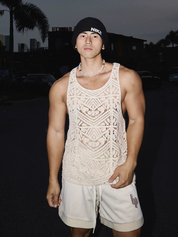 Bohemian Geometric Hollow-Out Sleeveless Vest 1