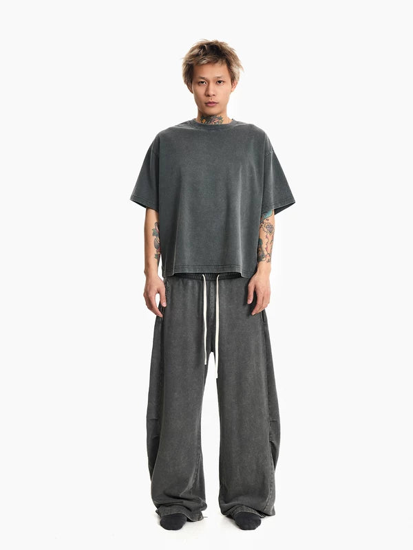 Boxy Distressed Short Sleeve Pants Set 5
