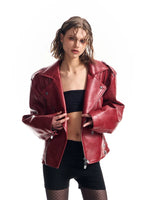 Boxy Eagle Print Embroidered Leather Jacket 4
