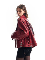 Boxy Eagle Print Embroidered Leather Jacket 5
