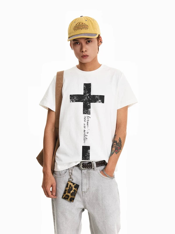 Boxy Fit Cross Print T-Shirt 3