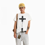 6041921252312,6041921252313,6041921252314,6041921252315, Boxy Fit Cross Print T-Shirt