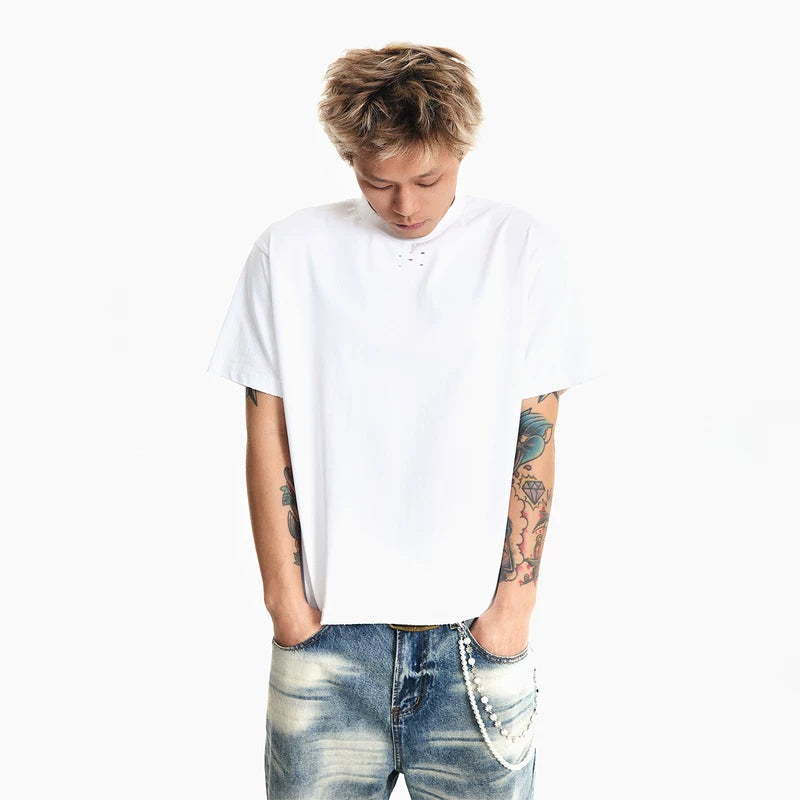 6044819772180,6044819772181,6044819772182, Boxy Fit Distressed T-Shirt