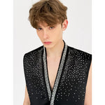 Brocade Rhinestone Sleeveless Vest 5