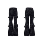 6209236118998,6209236118999,6209236119000,6044905325001, Brushed Waxed Flare Jeans with Straps