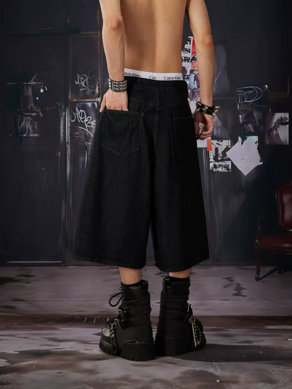 Button Front Denim Cropped Pants 3
