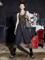 Button Front Denim Cropped Pants 5