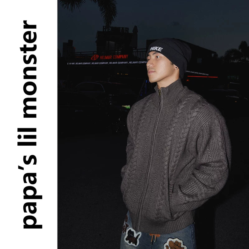 5939378209137,5939378209138,5939378209139,5939378209140, Cable Knit Zip-Up Sweater