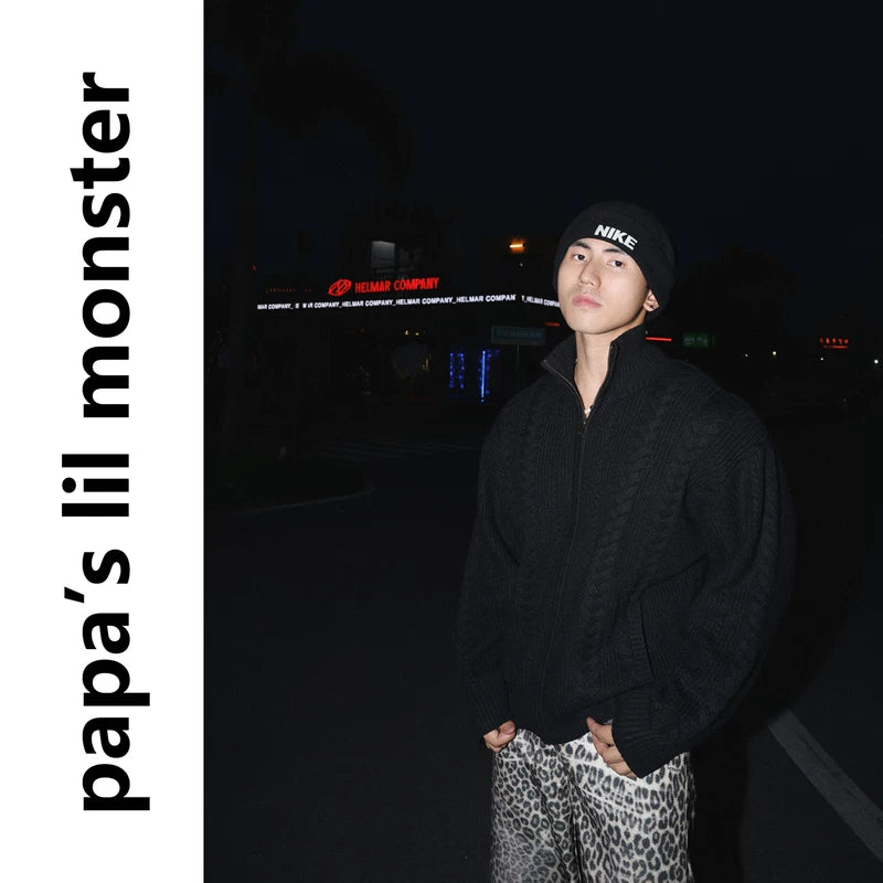 5939378209141,5939378209142,5939378209143,5939378209144, Cable Knit Zip-Up Sweater