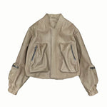 Calfskin Bomber Jacket with Batwing Sleeves 1